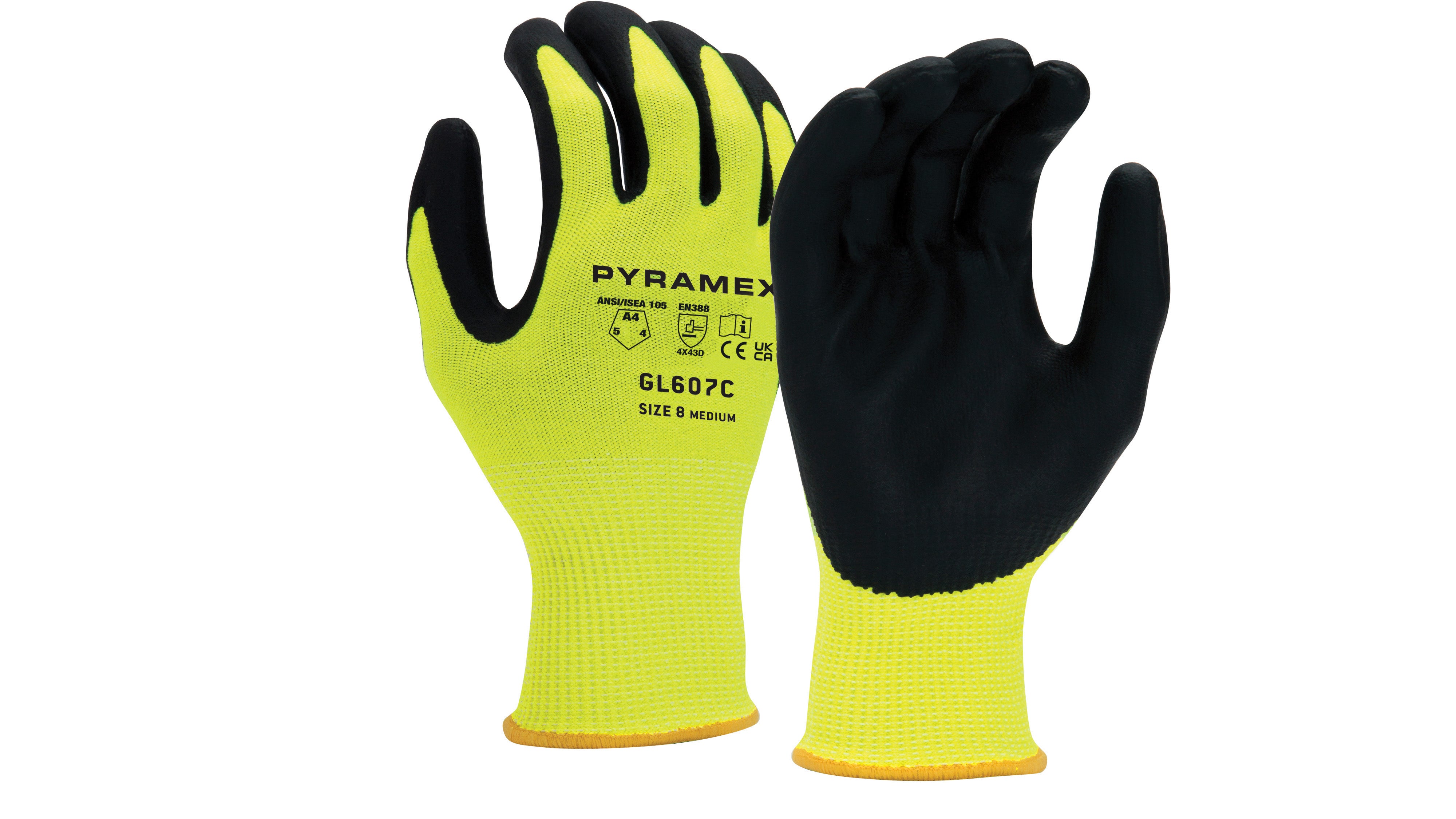 GL607C - Micro-Foam Nitrile Hi-vis A4 Cut - Pyramex®