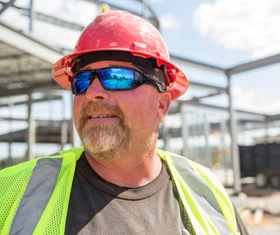 Worker wearing Ridgeline Full Brim and Full Frame Safety Eyewear