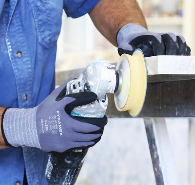 Working wearing Nitrile Dipped Glove