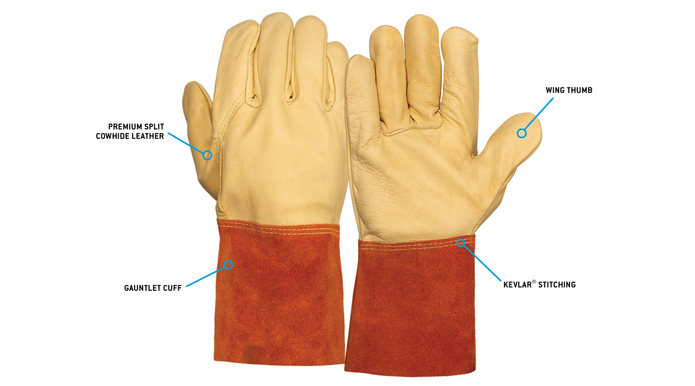 GL6001W - Premium Cowhide MIG + TIG Welder Gauntlet Cuff