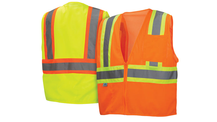 Chaleco De Seguridad De Alta Visibilidad Pyramex RVZ2210 Clase 2 - Color Lima, Ligero Y Con Cremallera
