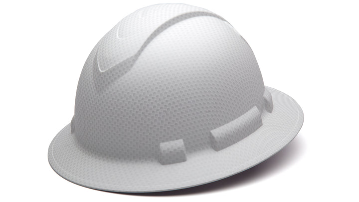 Ridgeline Full Brim Hard Hat - Matte White Graphite Pattern -Ridgeline Full Brim 4 Pt Ratchet Suspension