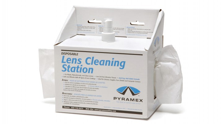 Pyramex Safety - Lens Cleaner - Lens Cleaning Station w/8 oz Cleaning Solution/600 tissues - Lens Cleaning Tissue/Liquid