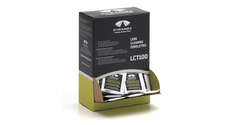 Pyramex Safety - Lens Cleaner - 100 Individually packaged Lens Cleaning Towelettes - Lens Cleaning Tissue/Liquid