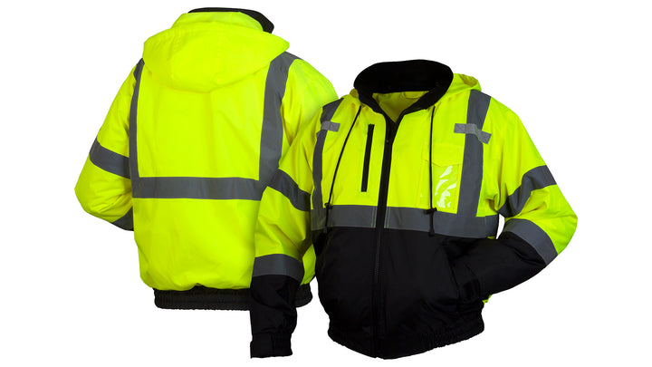 Pyramex Safety - Winter Wear - Hi-Vis Lime Bomber Jacket - Size Large - Winter Wear