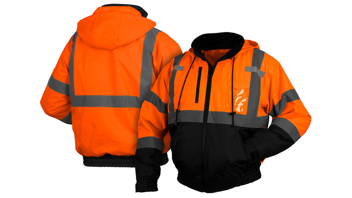 Pyramex Safety - Winter Wear - Hi-Vis Orange Bomber Jacket - Size Large - Winter Wear