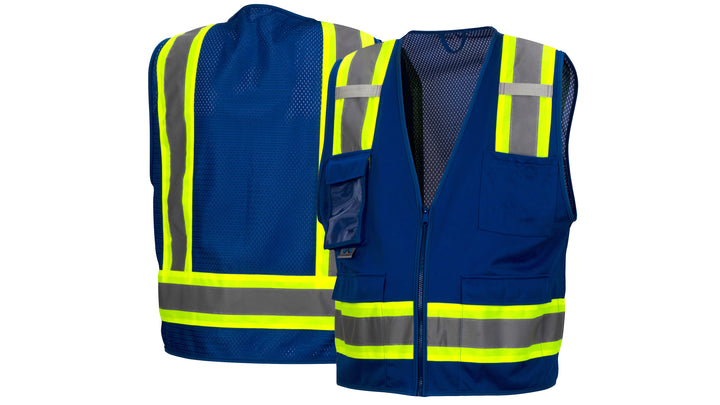 Survey Vest w/clear pocket-Blue-Small