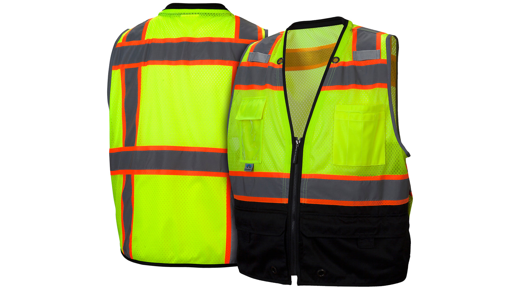 格安販売の Safety Lime Hi-Vis 2 Class - R Type Vest Bottom Black with ジャケット・アウター