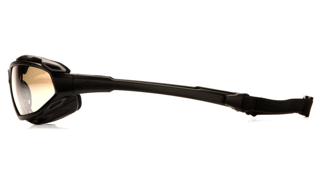 Pyramex Highlander XP Safety Glasses - Black/Gray Frame With Red Fire Mirror Lens